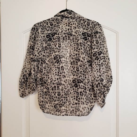 Leopard Print Drape Wrap Shirt - Picture 2 of 3